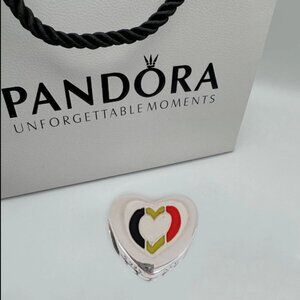 Pandora Belgium Flag Heart Bead Charm Travel Destination Pendant S925 Silver